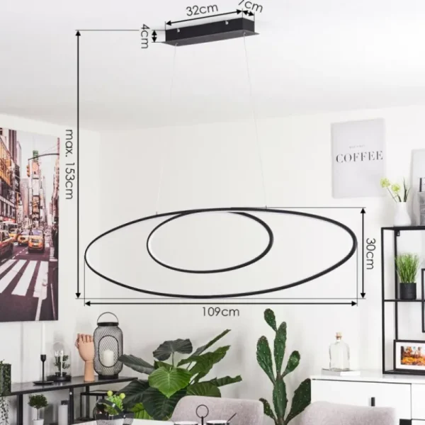 hofstein Suspension Harpeth LED Noir, 1 lumière* Lampes Modernes