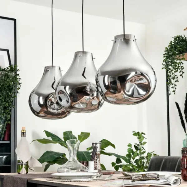 hofstein Suspension Herisau Noir, 3 lumières* Lampes En Verre