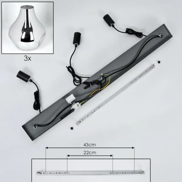 hofstein Suspension Herisau Noir, 3 lumières* Lampes En Verre