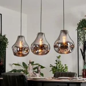 hofstein Suspension Herisau Noir, 3 lumières* Lampes En Verre
