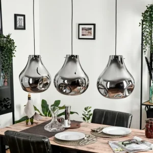 hofstein Suspension Herisau Noir, 3 lumières* Lampes En Verre