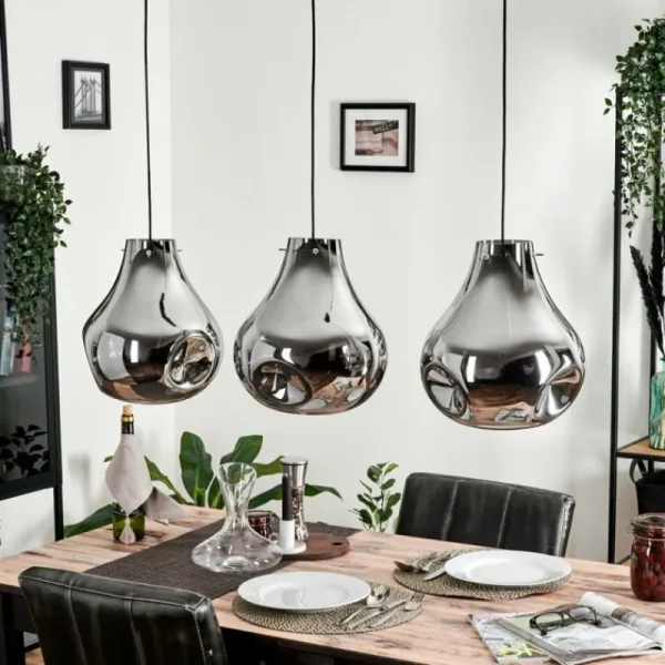 hofstein Suspension Herisau Noir, 3 lumières* Lampes En Verre