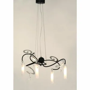 Luminaires Holländer Suspension Holländer CASINO Noir, Argenté, 5 lumières* Lampes En Verre