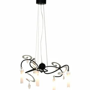 Luminaires Holländer Suspension Holländer CASINO Noir, Argenté, 5 lumières* Lampes En Verre