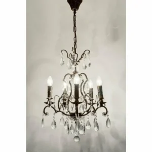 Luminaires Holländer Suspension Holländer CRISTALLO Ancien, Brun, Or, 5 lumières* Lampes En Verre