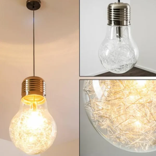 hofstein Suspension Hova Nickel mat, 1 lumière* Lampes En Verre