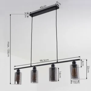 hofstein Suspension Hunouri Noir, 4 lumières* Lampes Modernes