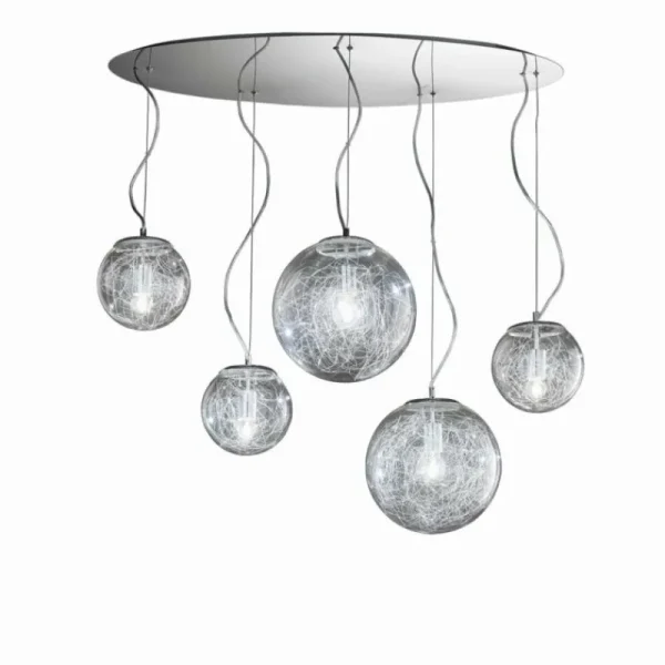 Luminaires Ideallux Suspension Ideal Lux MAPA MAX Chrome, 5 lumières* Lampes En Verre