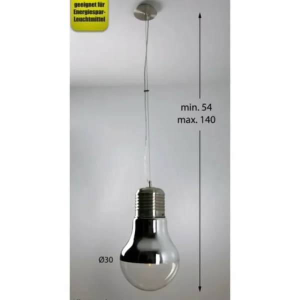 Luminaires Ideallux Suspension Ideallux LUCE Chrome, Acier inoxydable, 1 lumière* Lampes En Verre