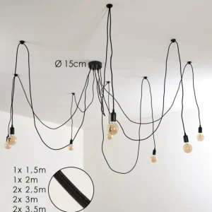 hofstein Suspension Imini Noir, 8 lumières* Lampes Modernes