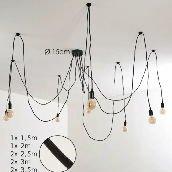 hofstein Suspension Imini Noir, 8 lumières* Lampes Modernes