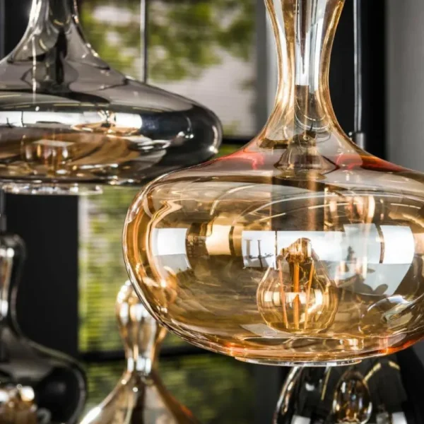 hofstein Suspension Karaf Anthracite, 7 lumières* Lampes En Verre