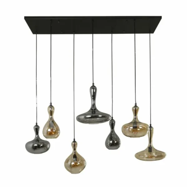 hofstein Suspension Karaf Anthracite, 7 lumières* Lampes En Verre
