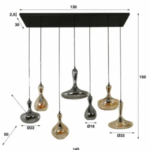 hofstein Suspension Karaf Anthracite, 7 lumières* Lampes En Verre