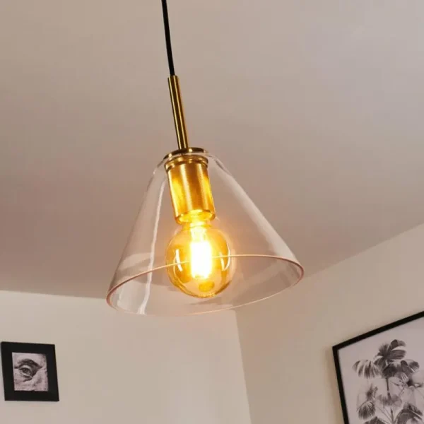 hofstein Suspension Karo Laiton, 1 lumière* Lampes En Verre