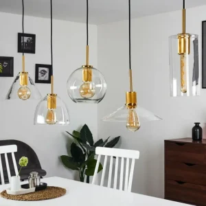 hofstein Suspension Karo Laiton, Noir, 5 lumières* Lampes En Verre