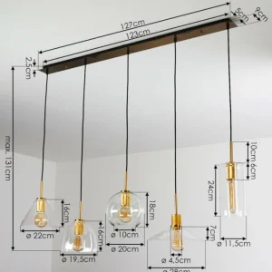 hofstein Suspension Karo Laiton, Noir, 5 lumières* Lampes En Verre