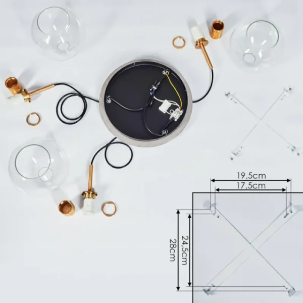 hofstein Suspension Karo Laiton, Noir, 3 lumières* Lampes En Verre