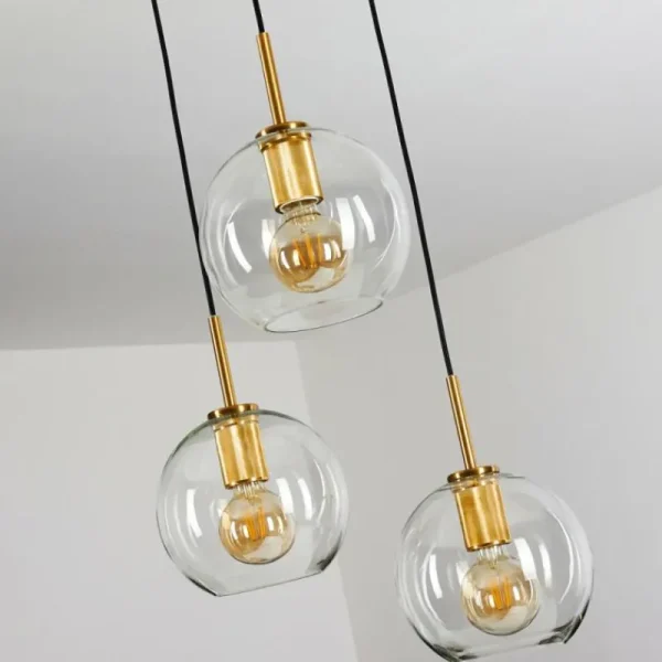 hofstein Suspension Karo Laiton, Noir, 3 lumières* Lampes En Verre