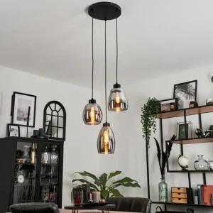 hofstein Suspension Kenong Fumé, Noir, 3 lumières* Lampes Modernes