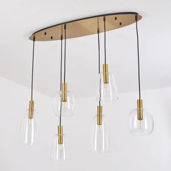 hofstein Suspension Kenong Laiton, 6 lumières* Lampes En Verre