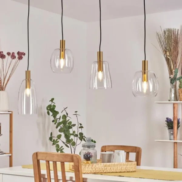 hofstein Suspension Kenong Laiton, 4 lumières* Lampes En Verre