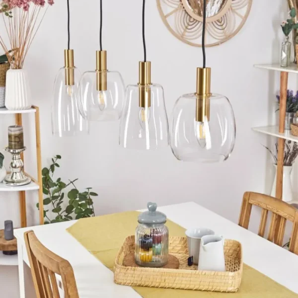 hofstein Suspension Kenong Laiton, 4 lumières* Lampes En Verre