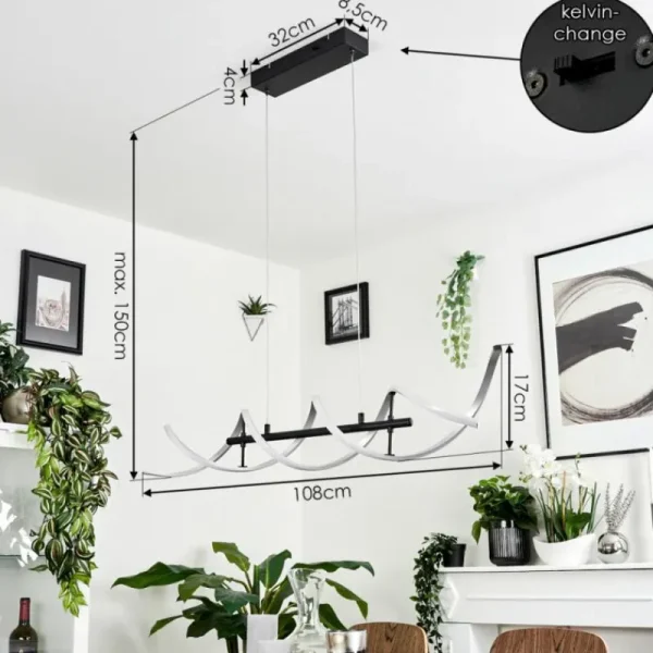 hofstein Suspension Khovet LED Noir, 1 lumière* Lampes Modernes