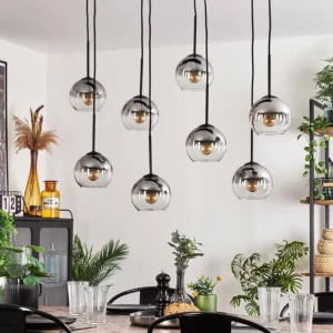 hofstein Suspension Koyoto Clair, Fumé, 8 lumières* Lampes Modernes