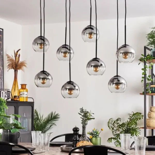 hofstein Suspension Koyoto Clair, Fumé, 8 lumières* Lampes Modernes