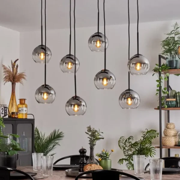 hofstein Suspension Koyoto Clair, Fumé, 8 lumières* Lampes Modernes