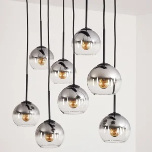 hofstein Suspension Koyoto Clair, Fumé, 8 lumières* Lampes Modernes