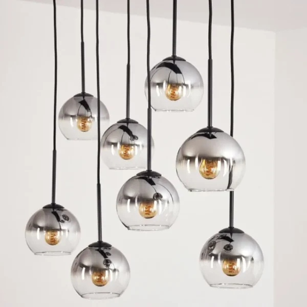 hofstein Suspension Koyoto Clair, Fumé, 8 lumières* Lampes Modernes
