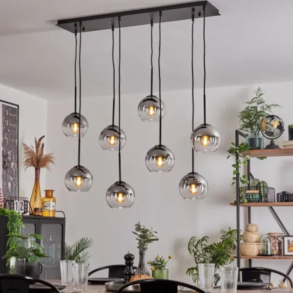 hofstein Suspension Koyoto Clair, Fumé, 8 lumières* Lampes Modernes