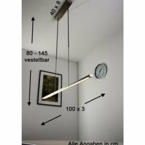 hofstein Suspension LED Masterlight Real 2 Acier inoxydable, Nickel mat, 1 lumière* Lampes Modernes