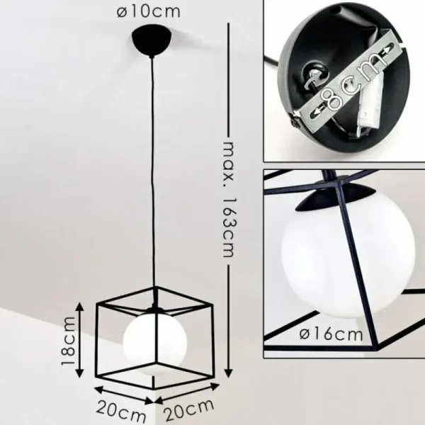 hofstein Suspension Legano Noir, 1 lumière* Lampes En Verre