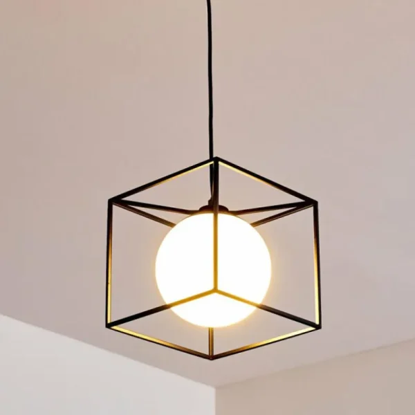 hofstein Suspension Legano Noir, 1 lumière* Lampes En Verre