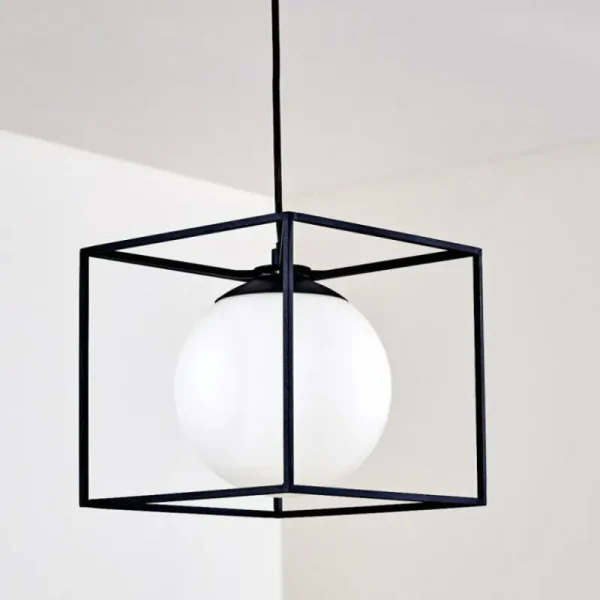 hofstein Suspension Legano Noir, 1 lumière* Lampes En Verre