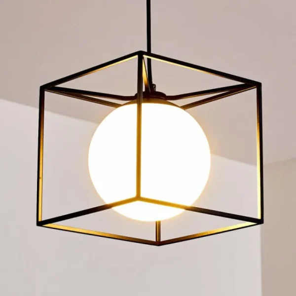 hofstein Suspension Legano Noir, 1 lumière* Lampes En Verre