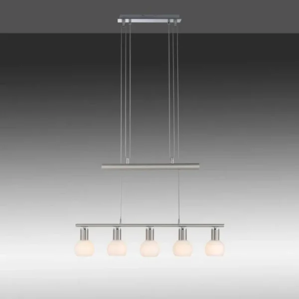 Luminaires Leuchten Direkt Suspension Leuchten-Direkt BENEDIKT Acier brossé, 5 lumières* Lampes En Verre