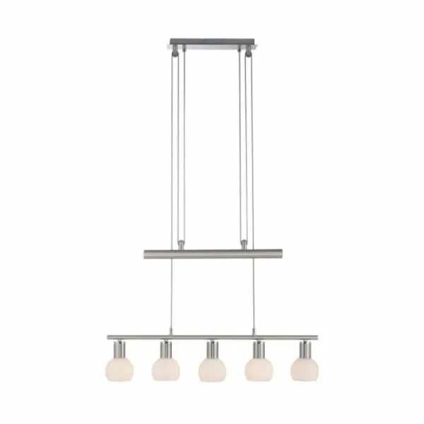 Luminaires Leuchten Direkt Suspension Leuchten-Direkt BENEDIKT Acier brossé, 5 lumières* Lampes En Verre