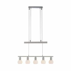 Luminaires Leuchten Direkt Suspension Leuchten-Direkt BENEDIKT Acier brossé, 5 lumières* Lampes En Verre