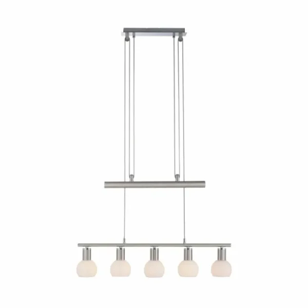 Luminaires Leuchten Direkt Suspension Leuchten-Direkt BENEDIKT Acier brossé, 5 lumières* Lampes En Verre
