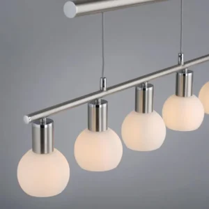 Luminaires Leuchten Direkt Suspension Leuchten-Direkt BENEDIKT Acier brossé, 5 lumières* Lampes En Verre