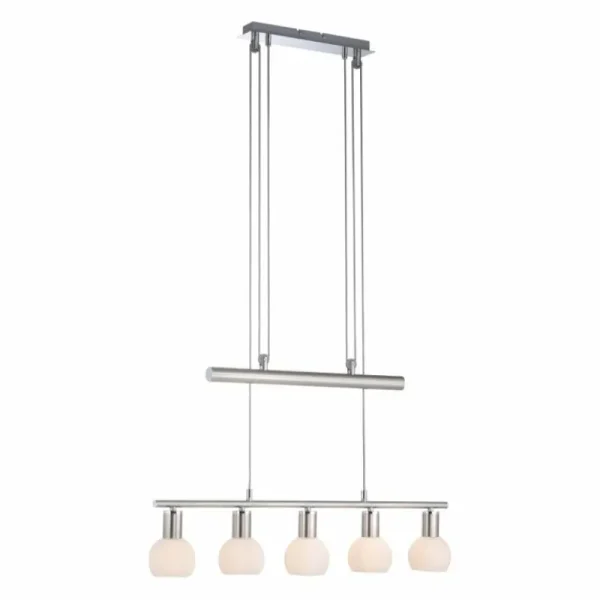 Luminaires Leuchten Direkt Suspension Leuchten-Direkt BENEDIKT Acier brossé, 5 lumières* Lampes En Verre