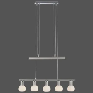 Luminaires Leuchten Direkt Suspension Leuchten-Direkt BENEDIKT Acier brossé, 5 lumières* Lampes En Verre