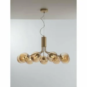 Luce Design Suspension NEPTUN Laiton, 9 lumières* Lampes En Verre