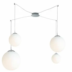 Luce Design Suspension Luce-Design City Chrome, 4 lumières* Lampes En Verre