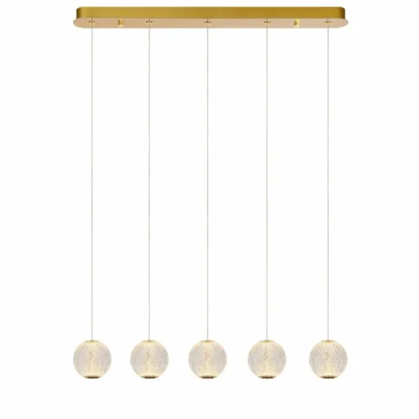 Luminaires Lucide Suspension Lucide CINTRA LED Or, 5 lumières* Lampes En Verre