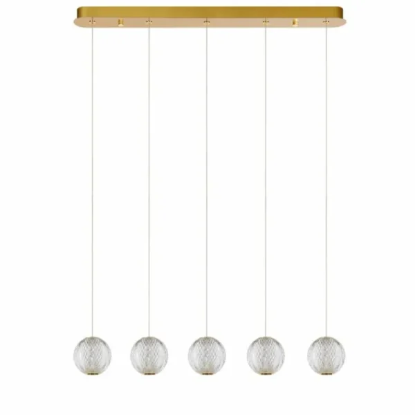 Luminaires Lucide Suspension Lucide CINTRA LED Or, 5 lumières* Lampes En Verre